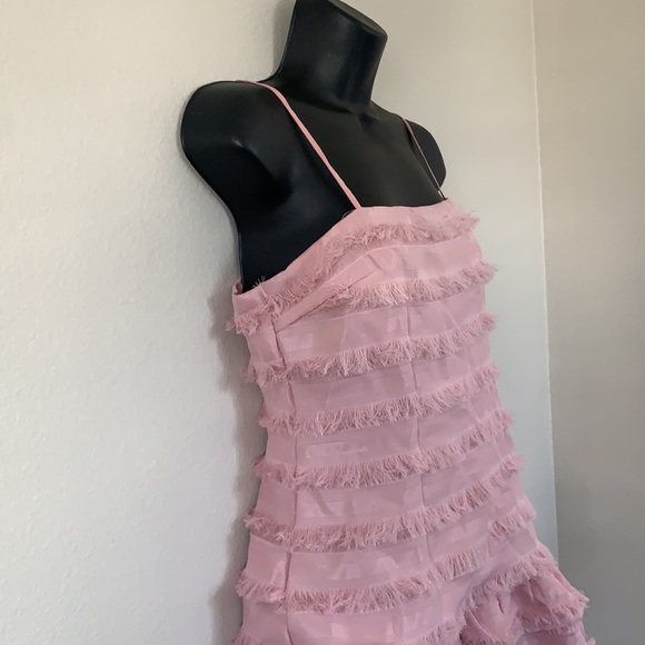 Princess Polly Mauve Pink Moline Fringe Ruffle Mini Tank Dress - Picture 6 of 13